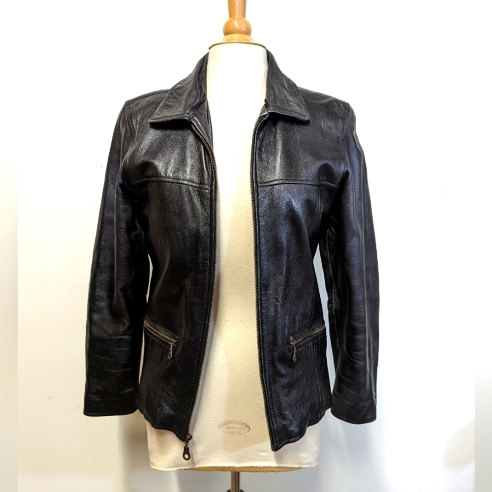 Vintage Thick Black Leather Moto Jacket S Motorcycle Quilted Lining Hein Gericke